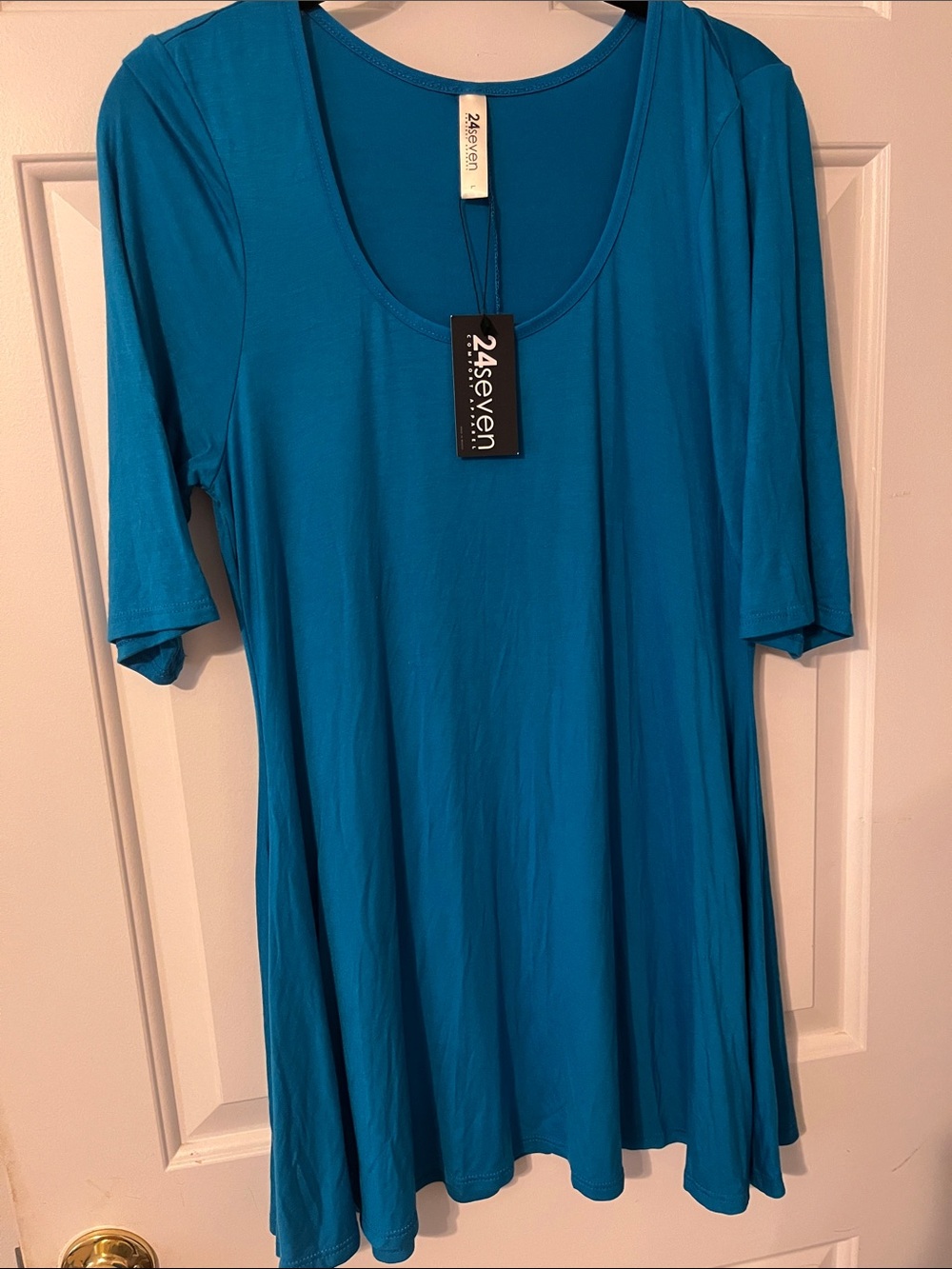 Seven7 Teal Scoop Neck Swing Tunic